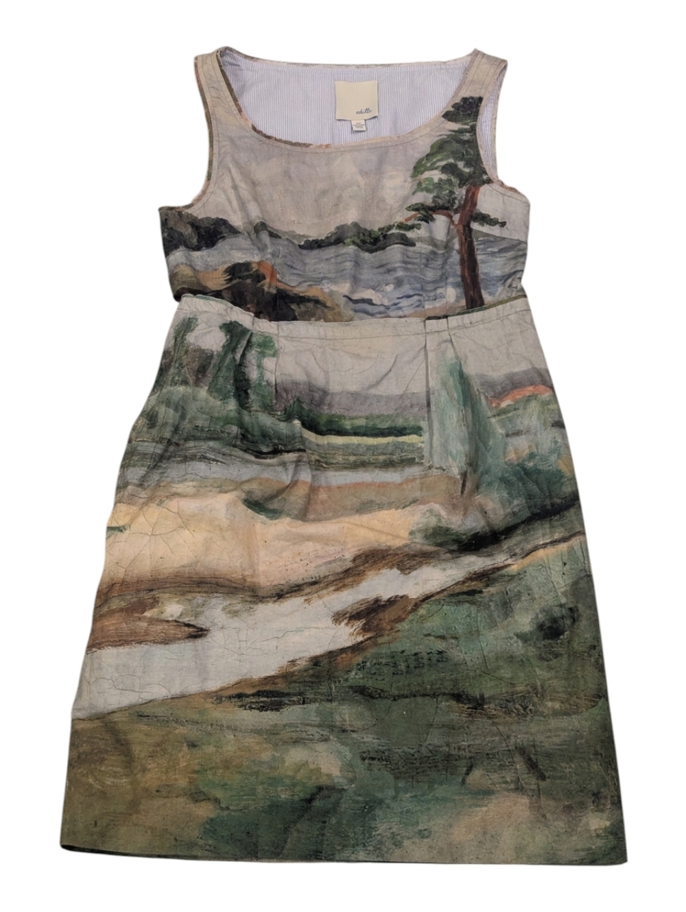 Vintage Anthropologie Odille Artist's Rendering Landscape Dress 10P